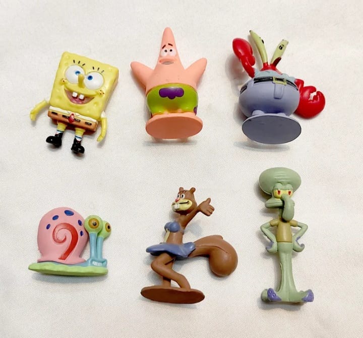 Set de 6 figuritas serie animada Bob Esponja