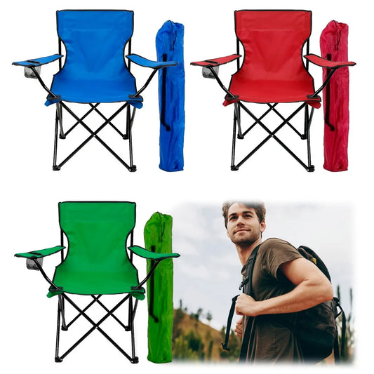 Silla Plegable camping o Playa Con Porta Vasos y Con Bolso