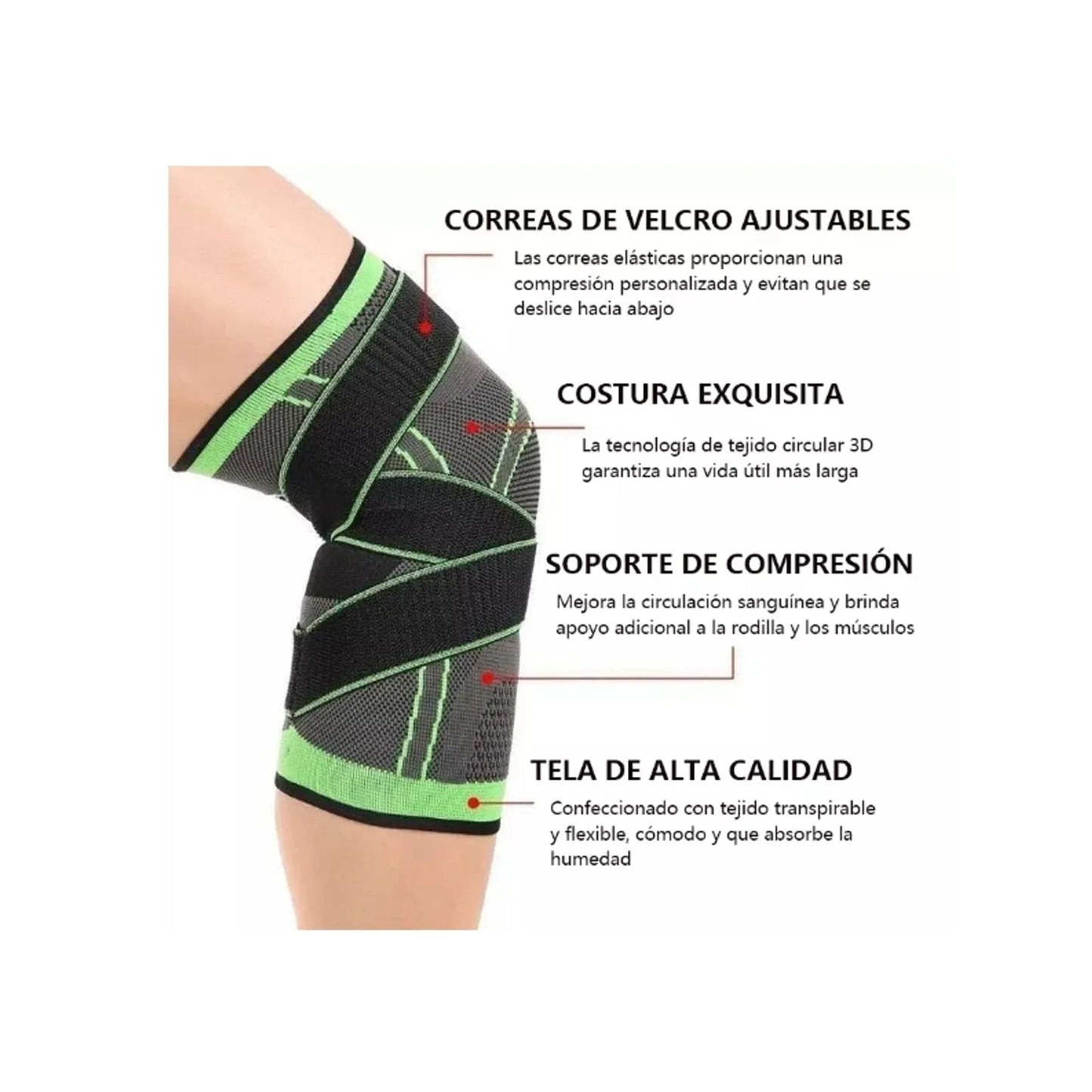 Rodillera Elástica Ajustable Comodidad Y Soporte Verde