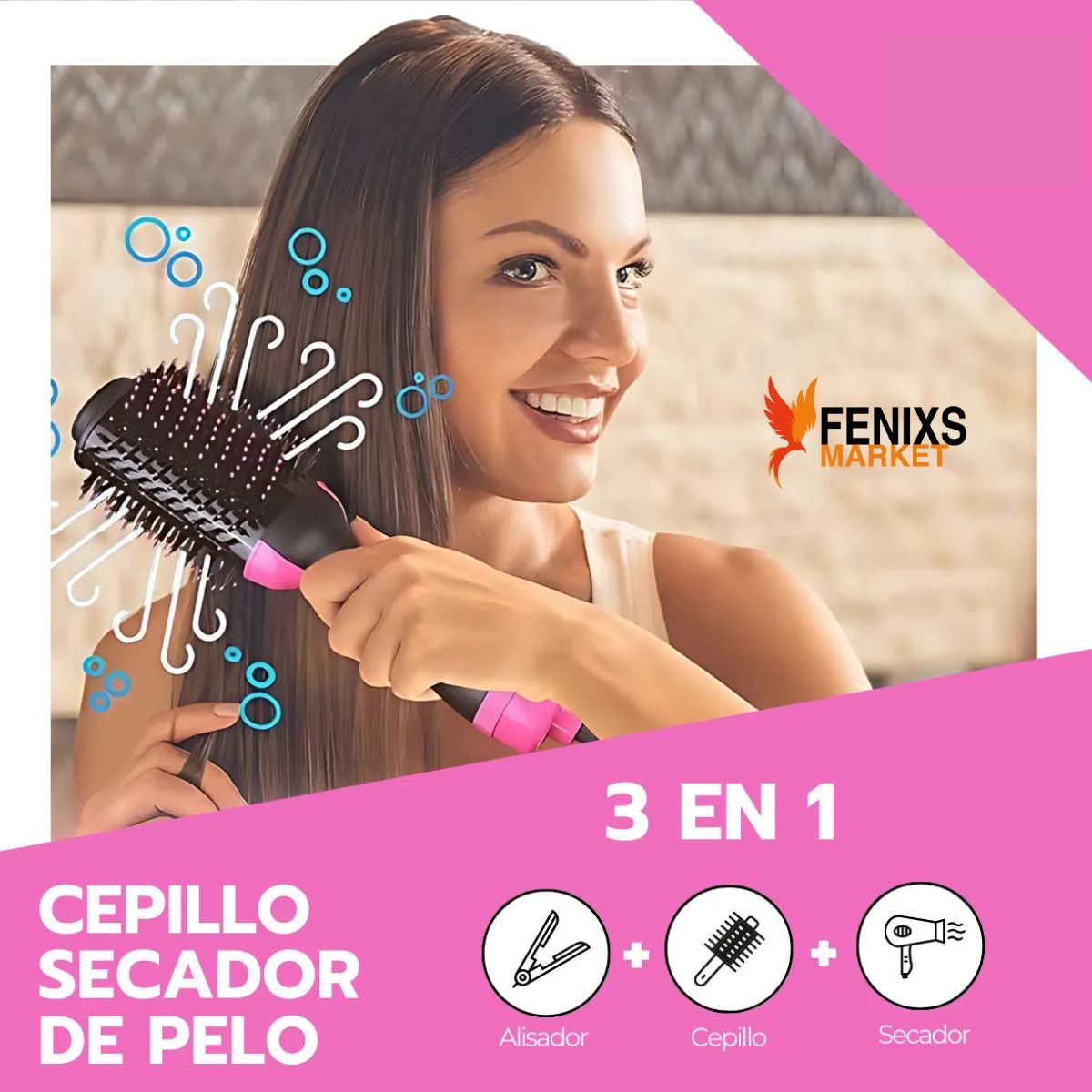 Cepillo Secador Pelo Alisador Eléctrico 3 En 1