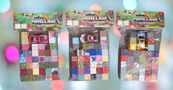 Set 36 Cubos Magnéticos Minecraft 2cmx 2cm + figura o auto