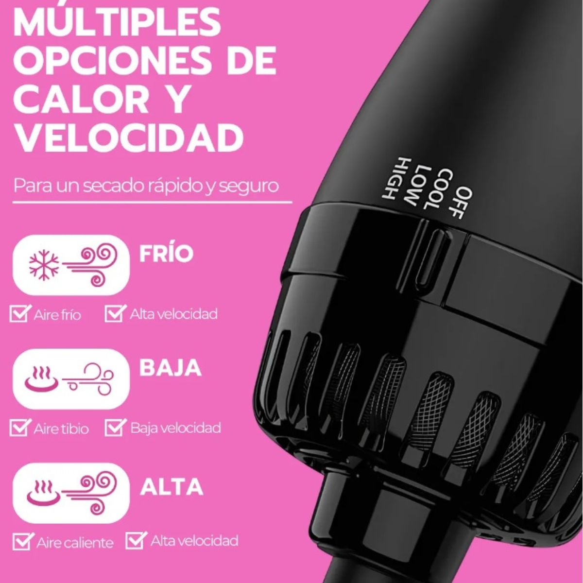 Cepillo Secador Pelo Alisador Eléctrico 3 En 1