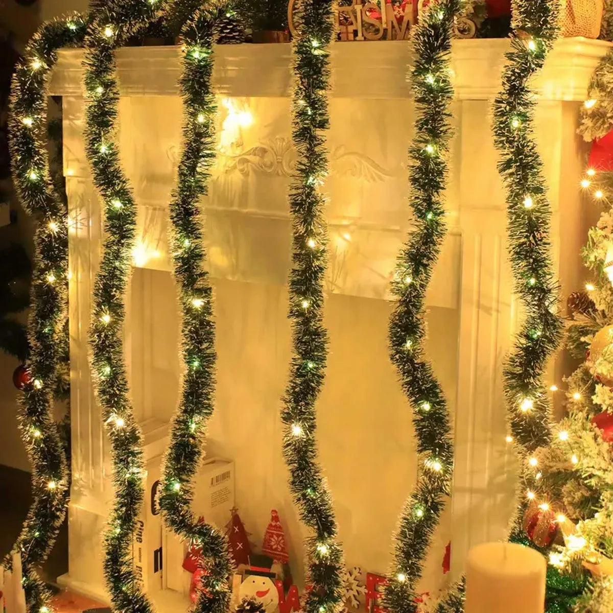 Guirnaldas Verdes 5m Adorno Navideño Con Luces 50led Pila