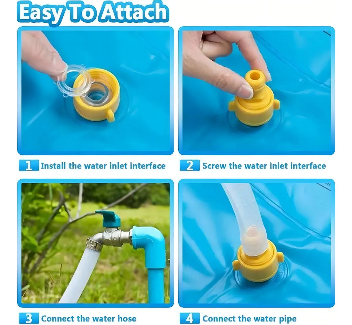 Alfombra De Agua 170 Cm Piscina A Chorros Cascada Niños Color Celeste