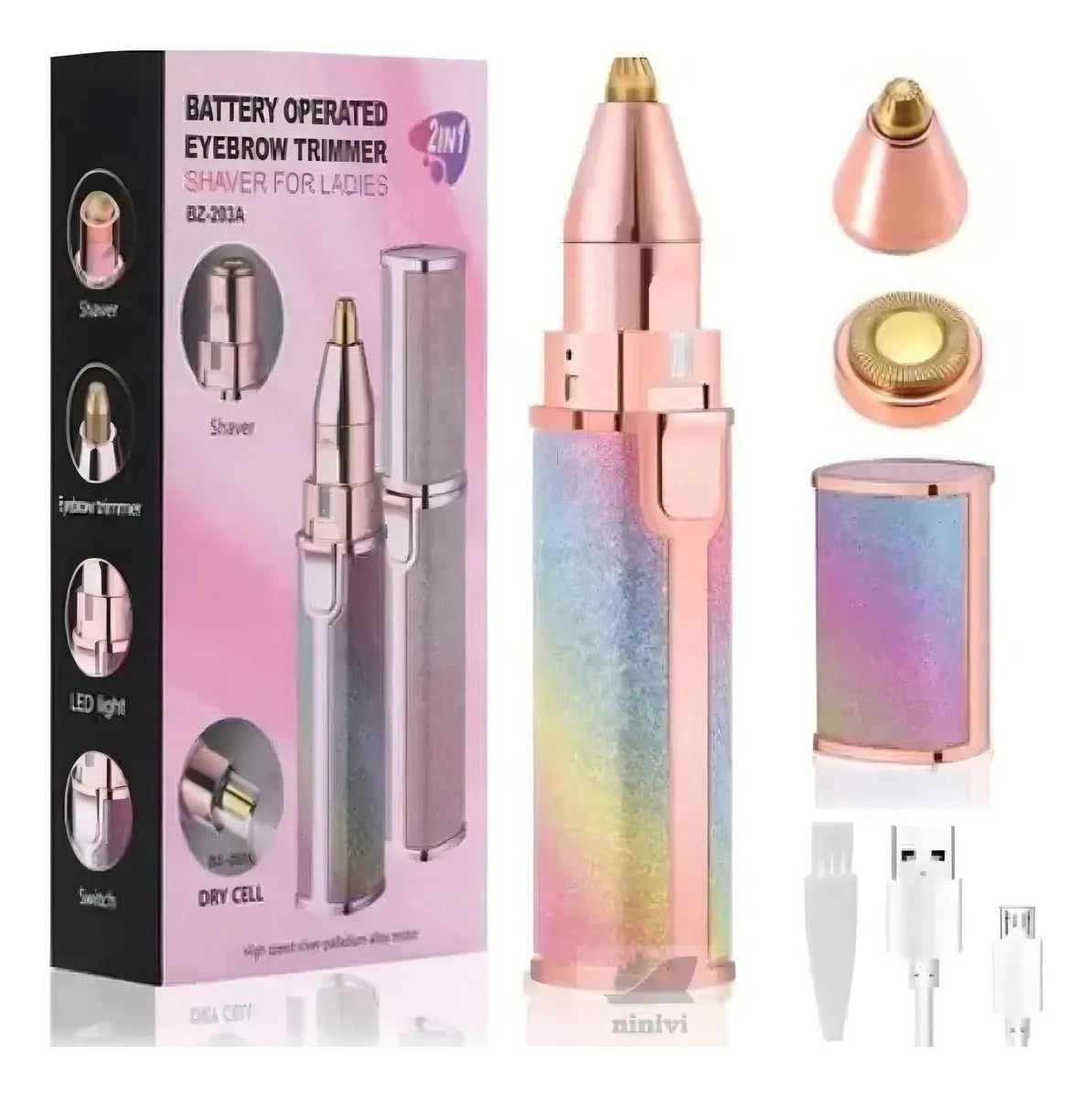 Depiladora Facial LED 2 en 1 Wcan Portátil Recargable USB con Luz