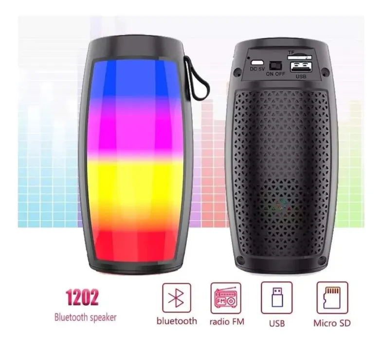 Parlante Bluetooth Portátil Con Luces Rgb Led Mini Speaker Color Negro